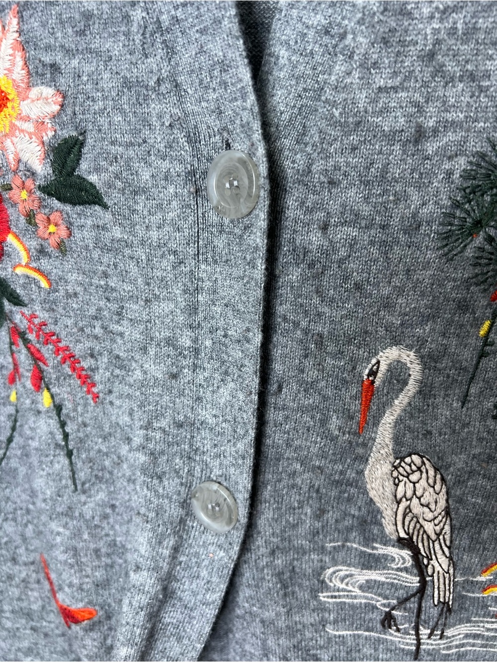Johnny Was Gray Wool Cashmere Embroidered Long Sweater Vest Duster Cardigan (M) - Picture 4 of 16